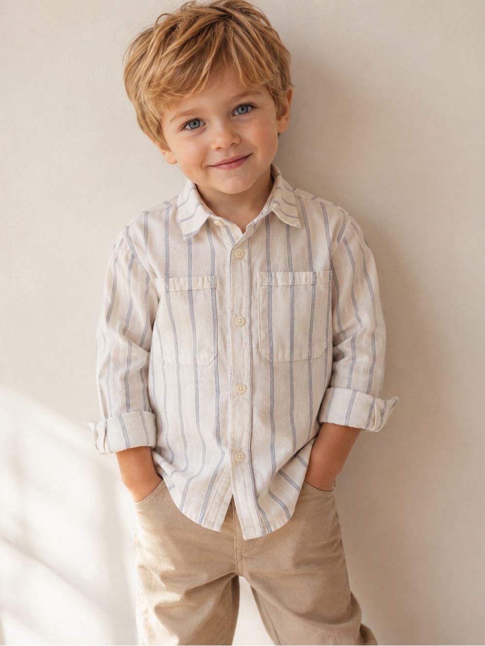 Zara Baby Boys Striped Long Sleeve Button-Up Shirt 18-24M 92cm